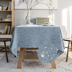 Waterproof Cotton Linen Tablecloths Rectangle Dining Table Cloth, Wipe Clean Indoor & Outdoor Table Cover for Buffet Party and Banquets, Wrinkle Resistant（54"x120"） Dirty Blue