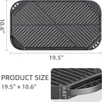 CAANNASWEIS Nonstick Griddle Grill Pan, 19.5" x 11" Reversible Griddle Pan for Stove Top, Grill, or Campfire, Two Burner Cast Aluminum Grill, Rectangular Baking Flat and Ribbed Griddle Plate