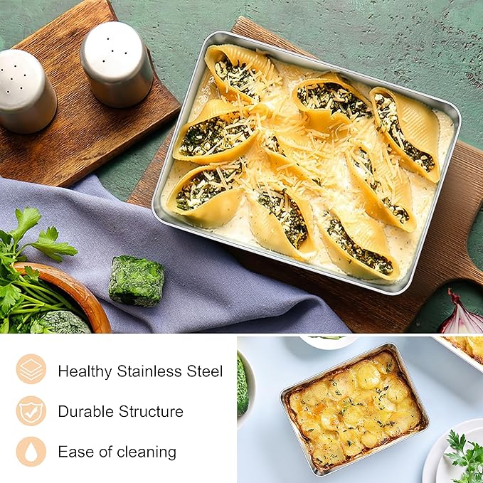 E-far Mini Toaster Oven Tray, 9.4”x7.3” Stainless Steel Baking Cookie Sheet, Small Non-toxic Metal Baking Pan for Cake, Rust Free & Warp Free, Mirror Finish & Dishwasher Safe, 1 Pack