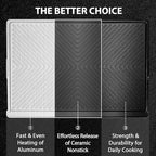 Utheer Nonstick Reversible Aluminum Ceramic Griddle 23" x 16", 70% Lighter 2-in-1 Flat & Ribbed Grill Griddle, Warp-Resistant, PFAS-Free, 100% Recyclable Stovetop Griddle for Gas, Charcoal,Outdoor BBQ