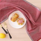 Homaxy Premium Kitchen Towels(18”x 28”, 6 Pack), Large Cotton Kitchen Hand Towels, Flat and Terry Dish Towels, 380 GSM Highly Absorbent Tea Towel Set with Hanging Loop, Red