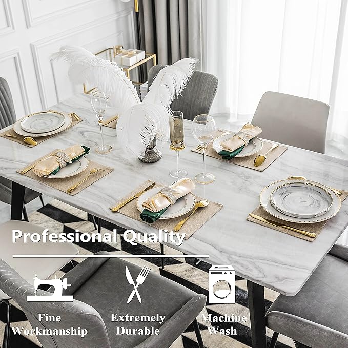 Home Brilliant Placemats Set of 4 Heat Resistant Dining Table Place Mats Plate Mat Cloth Placemats Spring Kitchen Table Mats Indoor Outdoor Dinner, Light Linen