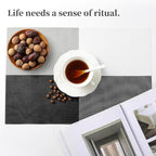 Leetaltree Gray with White Grid Pattern Placemats Set of 6 - Heat Resistant Non-Slip Place mats for Dining Table, Washable Durable PVC Vinyl Woven Table Mats（Grey Grid, 6）