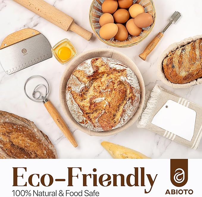Sourdough Kit with Professional Bread Making Tools - A Complete Sourdough Bread Making Kit Including10" Round & 11" Oval Handcrafted Bannetons, Bread Lame, Danish Whisk, Bowl & Dough Scrapers
