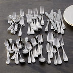 Oneida Silverware Set For 8, Voss 45-Piece Everyday Flatware Set with Serving Utensils, Service For 8, 18/0 Stainless Steel, Mirror Finish, Dishwasher Safe, Knives Spoons and Forks (Silver, 45 Pieces)