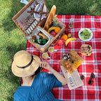 Picnic Basket for 2, Willow Hamper Set with Insulated Compartment, Handmade Large Wicker Picnic Basket Set with Utensils Cutlery - Perfect for Picnic, Camping, or Any Other Outdoor