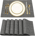 SUEH DESIGN Faux Leather Placemats Set of 6, Wipeable Place Mats Heat Resistant Table Mats Waterproof Dining Table Placemats for Indoor Outdoor Kitchen Dining Table