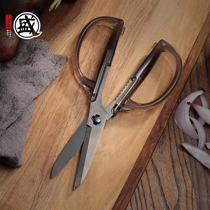 MITSUMOTO SAKARI Heavy Duty Japanese Kitchen Scissors, Multipurpose Detachable Stainless Steel Kitchen Shears, Sharp Cooking Scissors for Meat, Fish, Nuts, Vegetables