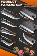 ROCOCO 13PCS Butcher Cleaver Knife Set for Meat Cutting Serbian Chef Viking Boning Knife with Roll Bag for Kitchen Outdoor BBQ Camping Birthday Christmas Father Mother Gift Idea Men