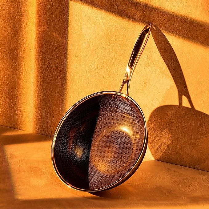 HexClad Hybrid Nonstick 10-Inch Wok, Stay-Cool Handle, Dishwasher-Friendly, Oven-Safe Up to 900°F, Induction Ready, Compatible with All Cooktops