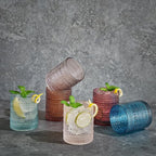 Khen Beaded Tumbler Drinking Glasses Set | Set of 6 | Fall & Holiday Decor Vintage Hobnail 11 OZ Muted Bubble Design Whiskey Glassware, Old-Fashioned, Embossed Design Glass for Water, Wine, Cocktail