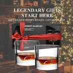 LIITON Lake Tahoe Heavy Crystal Whiskey Glasses Gift Set of 2, Thick Freezable Bourbon Glass 1lb Each, Premium Whiskey Gifts for Men, Frozen Crystal Chills Cocktails, 10 oz