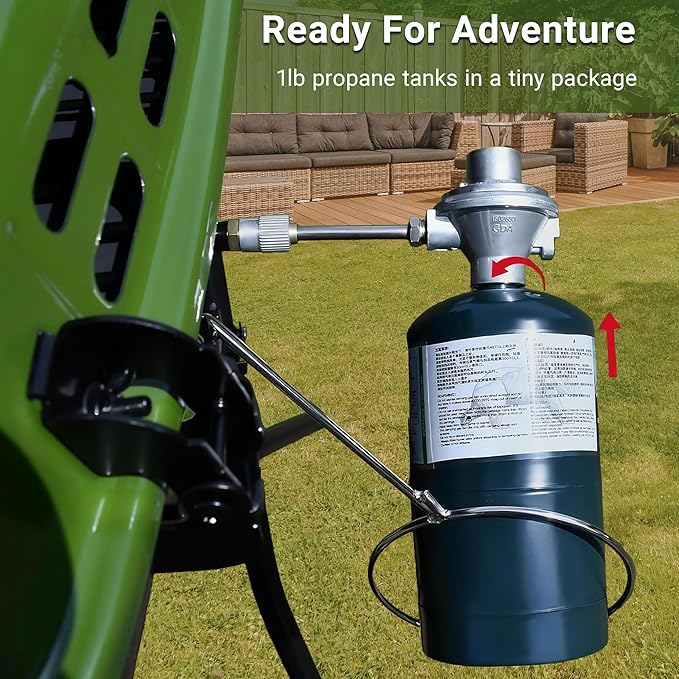 Brand-Man Portable Gas Grill, Propane Standup Grill with Folding Cart & Push-Button Ignition, Ideal for Camping, Tailgating, BBQ, Backyard, Patio & More