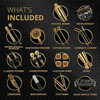 Mixology Bartender Kit – 24 Piece Gold Cocktail Shaker Set w/Stand – Essential Home Bar Accessories Martini Shaker, Jigger, Muddler, Chilling Cubes & More