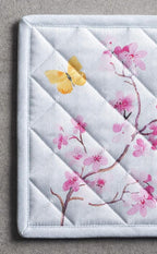 Maison d' Hermine Pot Holders Set 100% Cotton Heat Resistant Potholders 8" x 8" Hot Pads with Loop BBQ, Cooking, Grilling, Kitchen, Handling Hot Pans Spring/Summer (Pack of 2, Blossoms in Spring)