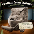 ChefSofi 1.5 Cup-Capacity Mortar and Pestle Set - Unpolished Heavy Granite for Enhanced Performance and Organic Appearance