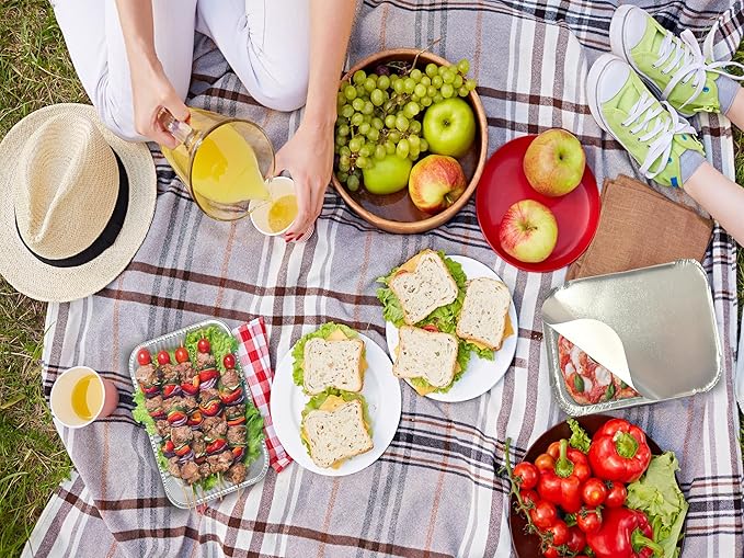 WANBAO 50 PACK 8.3"x6.2" Disposable Tin Foil Pans with Lids 2.25LB Aluminum Pans To Go Containers for Cooking, Baking, Catering Party Meal Prep, Take Out, Freeze