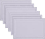 Ruvanti Linen Placemats Set of 6-13x19 Inch, Classic Hemstitch, Heat ‎Resistant Machine Washable Place Mats, Soft & Elegant- Perfect for Christmas, ‎Thanksgiving, Weddings, Dinner - Lavender Grey