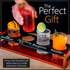 Flight Board with Glasses – Drink Flight Set for Bartesian Capsules – Mimosa and Cocktail Tasting Tray - Bartender Accessories and Hosting Essentials