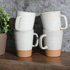 Gibson Elite 4 Pack Dreamweaver Terracotta Reactive 17 OZ Mug Set - Sand Cream