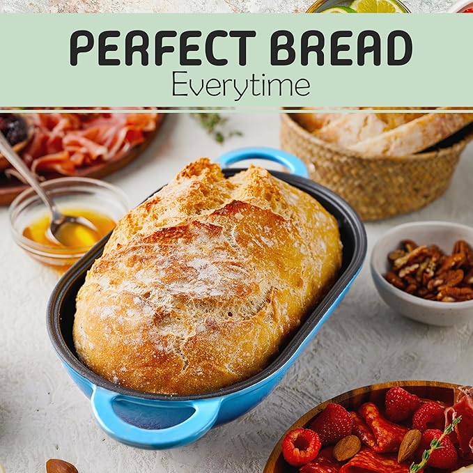 LoafNest: The Original Breadbaking Dutch Oven. 2 Qt Covered Cast Iron Yeast and Sourdough Baker. Non-Toxic Oven-Safe to 500 F [Casserole only]