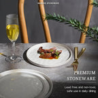 HaWare Stoneware Plates Set of 6, 7.9" Salad Plates, Reactive Glaze Ripple Ceramic Dish Set for Appetizer, Dessert, Scratch Resistant, Small Dinner Plate, Microwave and Dishwasher Safe, Speckled White