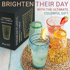 Hammered Plastic Drinking Tumbler, Dishwasher-Safe Premium Quality Water Glasses, BPA-Free Reusable Mixed Colors Assorted Stackable Cups, 22 oz Set of 6