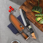 SHANGDAO Damascus Santoku Knife 7.5 Inch, 67 Layers Alloy Steel, With Professional Hand Forged Resin & Wood Handle QILIN Series