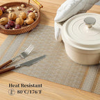 Leetaltree Stardust Yellow Placemats Set of 6 - Heat Resistant Non-Slip Place mats for Dining Table, Washable Durable PVC Vinyl Woven Table Mats（Stardust Yellow, 6）