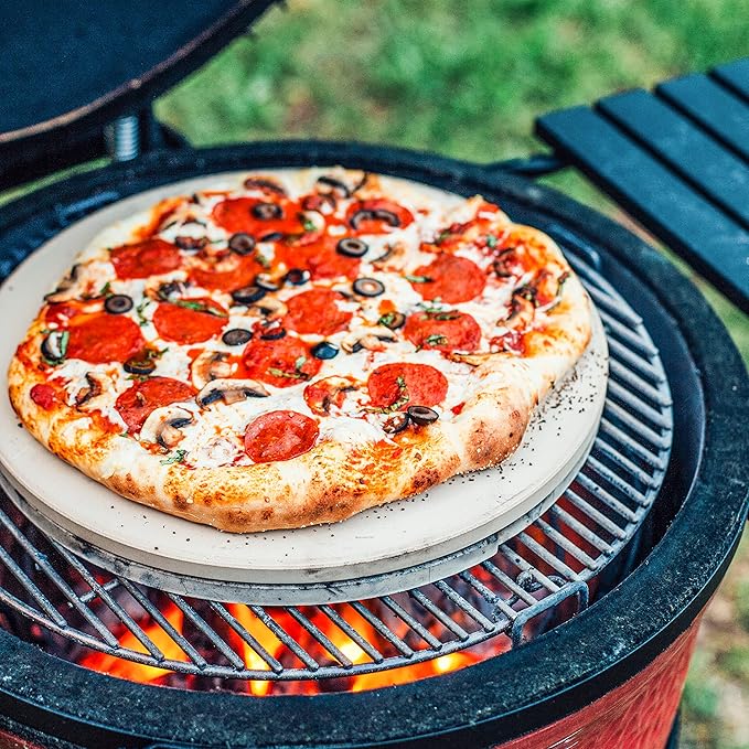 Kamado Joe 20-inch Ceramic Pizza Stone for Brick-Oven Style Pizza Compatible with Kamado Joe Big Joe 24-inch Charcoal Grill and Smokers, Model BJ-PS24