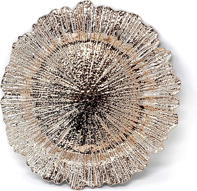 allgala 13-Inch 6-Pack Heavy Quality Round Charger Plates-Reed Rose Gold-HD80333