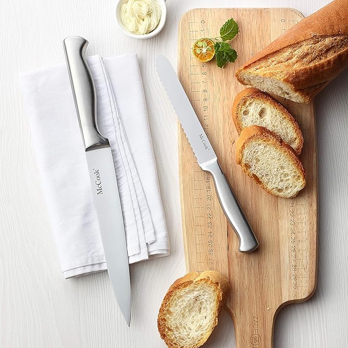 McCook® Knife Sets, German Stainless Steel Knife Block Sets with Built-in Sharpener