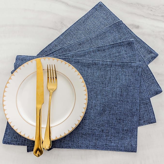 Home Brilliant Set of 8 Placemats Blue Placemats Heat Resistant Dining Table Place Mats Kitchen Table Mats, Navy Blue