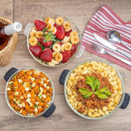 Moss & Stone 3-Piece Glass Casserole With Covered, 2.6/1.5/1 Qt Durable Bakeware Set, Borosilicate Glass Bowls, Bakeware Dish Oven Safe, & Microwave Safe, Clear Glass Baking Dish