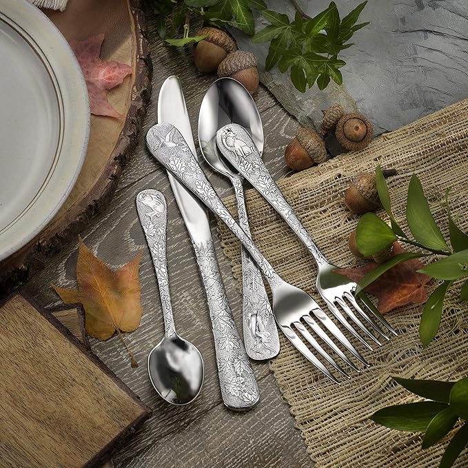 Liberty Tabletop American Outdoors 20 Piece Flatware set Service for Four Made in the USA Silverware