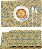 Ruvanti Placemats 100% Cotton 13x19 Inch, Dining Table Placemats Set of 6, Modern Place Mats for Dining Table Decor, Kitchen & Table Linens, Coffee Mat for Christmas Dinners - Vine Spirals