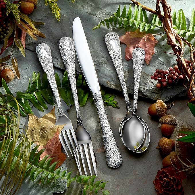 Liberty Tabletop American Outdoors 20 Piece Flatware set Service for Four Made in the USA Silverware