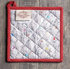 Maison d' Hermine Pot Holders Set 100% Cotton Heat Resistant Potholders 8" x 8" Hot Pads with Loop BBQ, Cooking, Baking, Grilling, Kitchen, Handling Hot Pans (Pack of 2, Fairy Christmas)