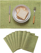 Home Brilliant Green Placemats Set of 8 Washable Place Mats Linen Placemats Heat Resistant Table Mats for Wooden Table Indoor Outdoor Decor, Lime Green