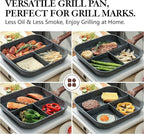 SENSARTE Nonstick Divided Grill Pan for Stove Tops, 3-Section Versatile Breakfast Grilling Pan, Durable Square Grill Skillet, Steak Griddle Pan, PFOA, PFOS, APEO Free, Induction Compatible, 9.5 Inch