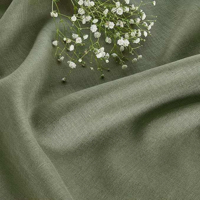 Solino Home Linen Oil Green Table Runner 72 Inches Long - 100% Pure Linen 14 x 72 Inch Table Runner for Summer, Fall, Autumn - Fete