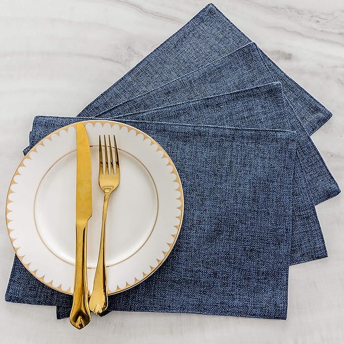 Home Brilliant Set of 4 Placemats Blue Placemats Heat Resistant Dining Table Place Mats Kitchen Table Mats, Navy Blue