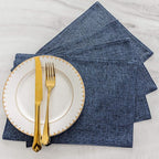 Home Brilliant Set of 6 Placemats Heat Resistant Dining Table Place Mats Kitchen Table Mats, Navy Blue