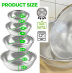 Premium 18/8 304 Stainless Steel Micro-Perforated Small and Big Colander Set of 4 with rings - 3.5-5.5-7.5-9.5 Quart Set, Self-Draining Solid Base for Pasta, Fruits, Vegetables