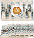 Ruvanti Placemats 100% Cotton 13x19 Inch, Dining Table Placemats Set of 6, Modern Place Mats for Dining Table Decor, Kitchen & Table Linens, Coffee Mat for Christmas Dinners - Faded