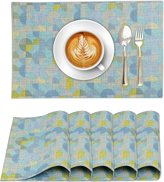Ruvanti Placemats 100% Cotton 13x19 Inch, Dining Table Placemats Set of 6, Modern Place Mats for Dining Table Decor, Kitchen & Table Linens, Coffee Mat for Christmas Dinners - Quarterly