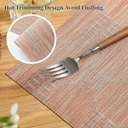 Leetaltree Coral Placemats Set of 8 - Heat Resistant Non-Slip Place mats for Dining Table, Washable Durable PVC Vinyl Woven Table Mats（Coral, 8）