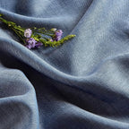 Solino Home Linen Cloth Tablecloth 52 x 52 Inch - 100% Pure Linen Blue Denim Square Tablecloth - Athena, Machine Washable Table Throw for Summer