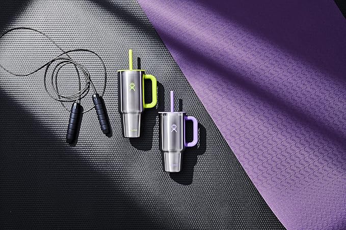 Hydro Flask 40 Oz Travel Tumbler with Handle, Lid and Straw - Insulated Stainless Steel in Stainless Steel Lime