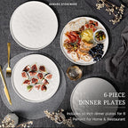 HaWare Stoneware Dinner Plates Set of 6, 10" Heavy Duty Ceramic Plate, Reactive Glaze Ripple Dinnerware for Home Restaurant, Chip and Scratch Resistant, Microwave and Dishwasher Safe, Speckled White